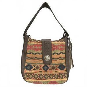 American West Santa Fe Tapestry Multi-Color SW Leather Handbag Bag